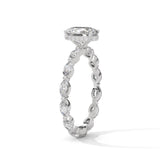 Oval-Shaped Lab-Grown Diamond Hidden Halo Scalloped Engagement Ring in White Gold