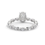 Oval-Shaped Lab-Grown Diamond Hidden Halo Scalloped Engagement Ring in White Gold