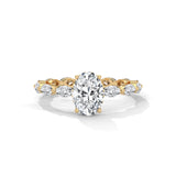 Oval-Shaped Lab-Grown Diamond Hidden Halo Scalloped Engagement Ring in Yellow Gold