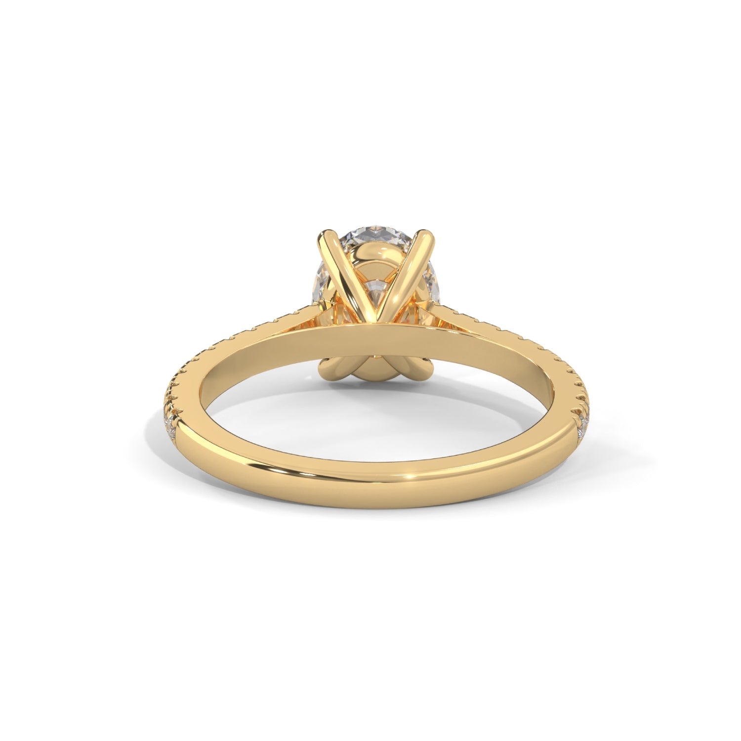 Oval-Shaped Lab-Grown Diamond Pavé Engagement Ring in Yellow Gold