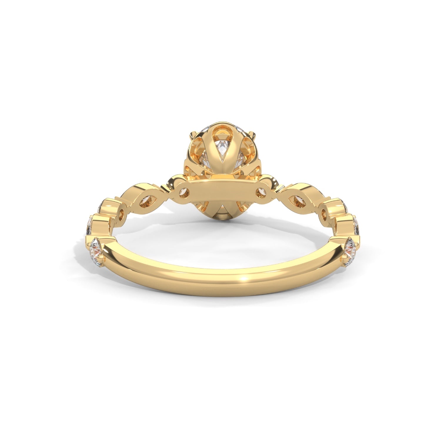 Oval-Shaped Lab-Grown Diamond Scalloped Engagement Ring in Yellow Gold