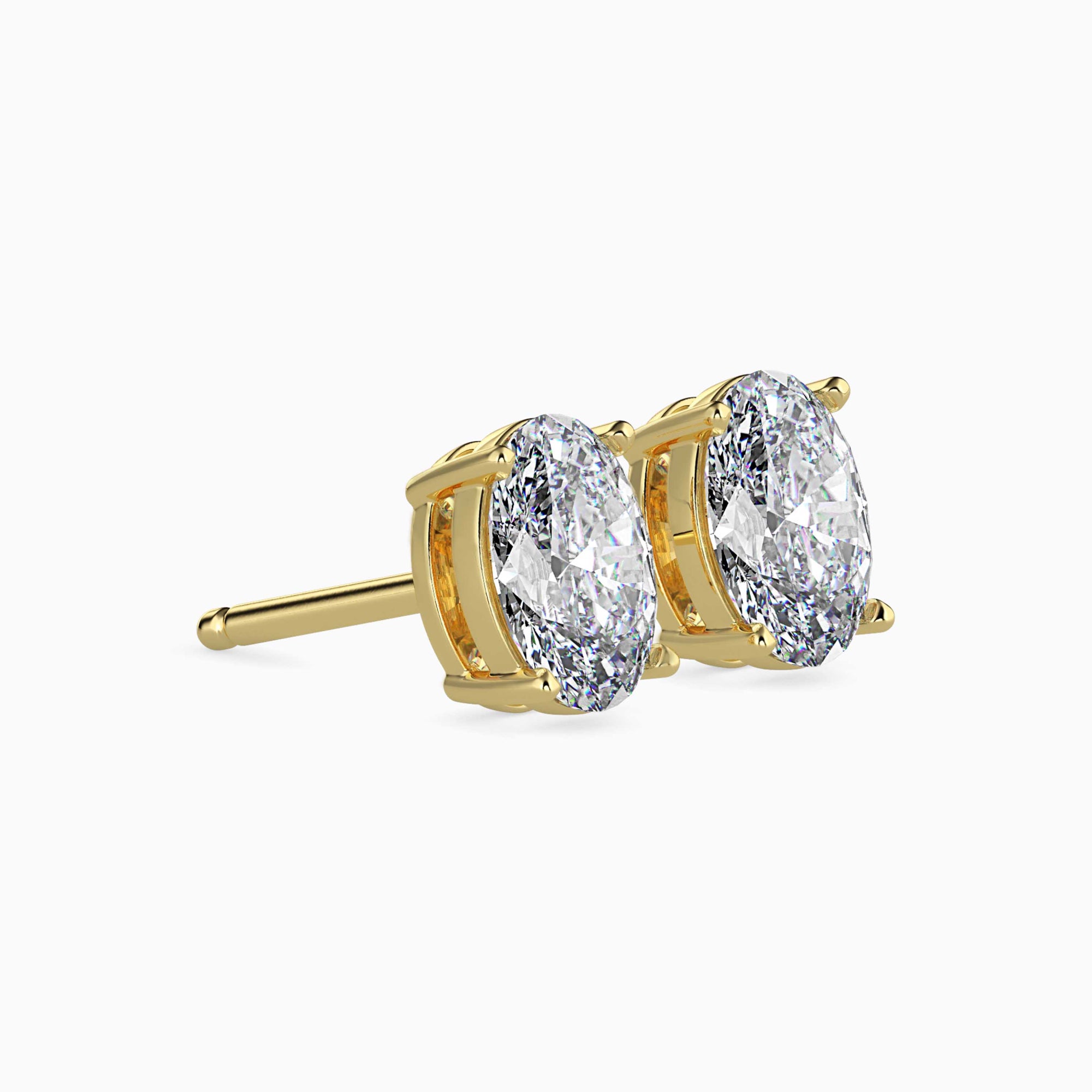 Oval-Shaped Lab-Grown Diamond Basket Stud Earrings in Yellow Gold