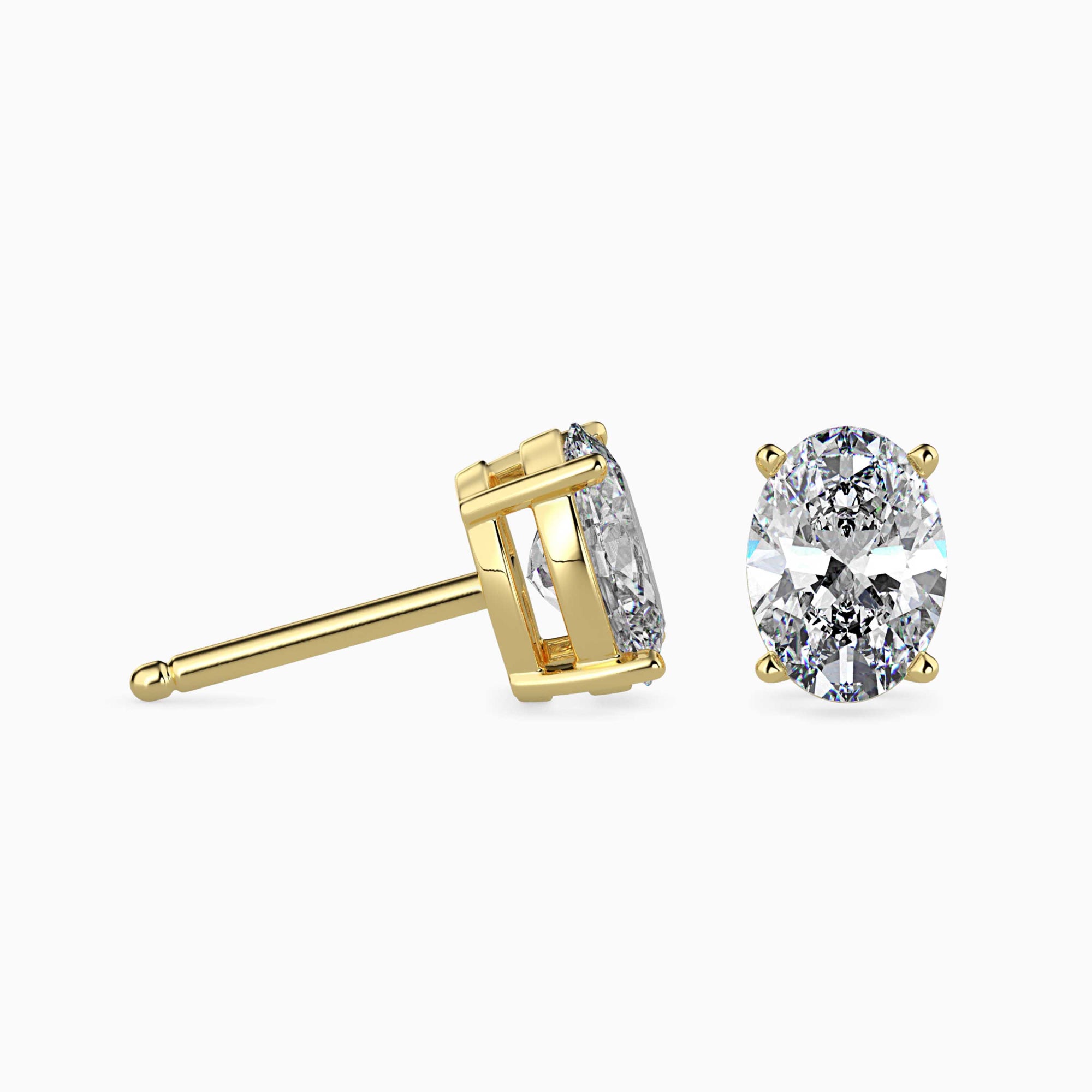 Oval-Shaped Lab-Grown Diamond Basket Stud Earrings in Yellow Gold