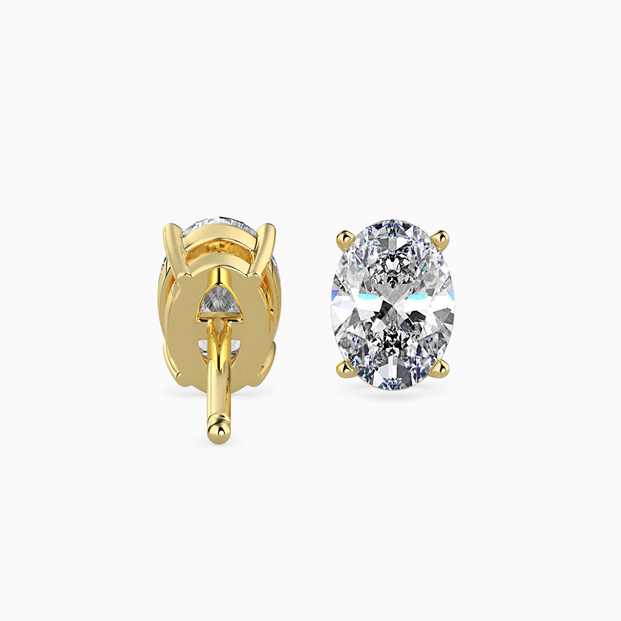 Oval-Shaped Lab-Grown Diamond Basket Stud Earrings in Yellow Gold
