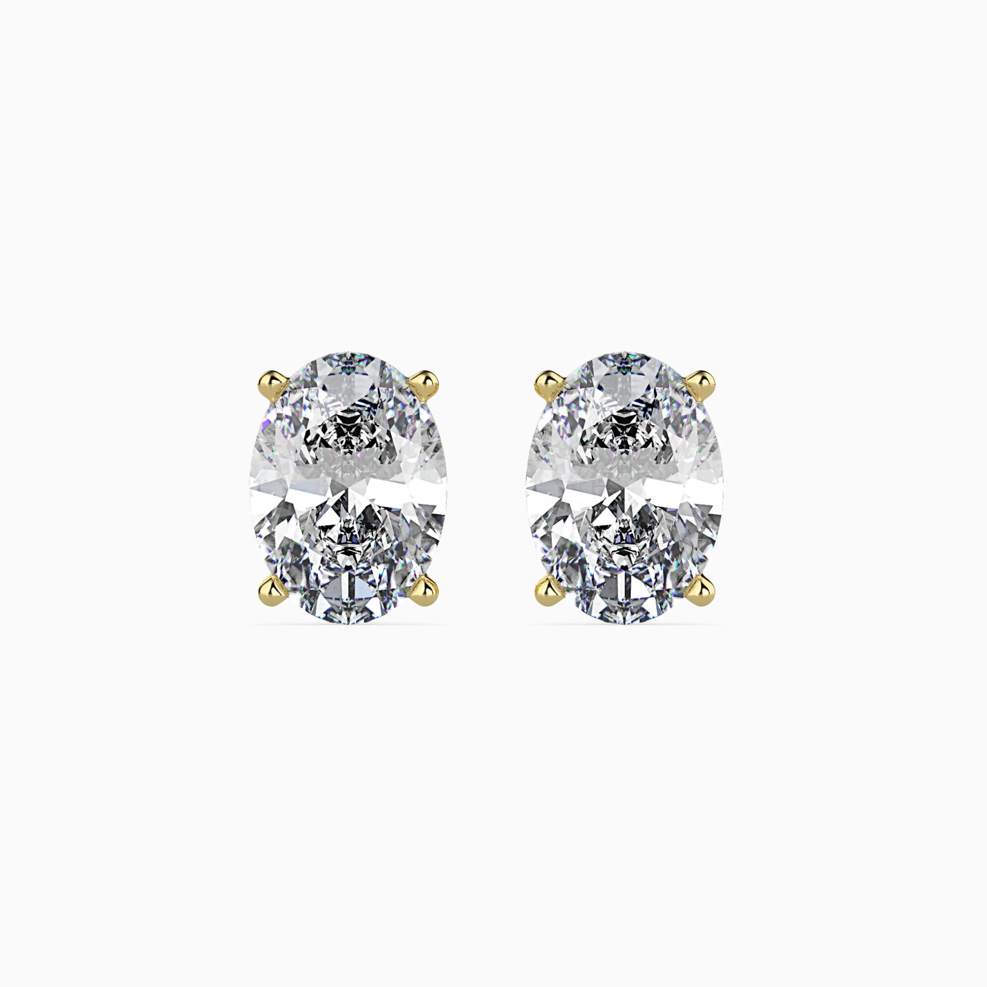 Oval-Shaped Lab-Grown Diamond Basket Stud Earrings in Yellow Gold
