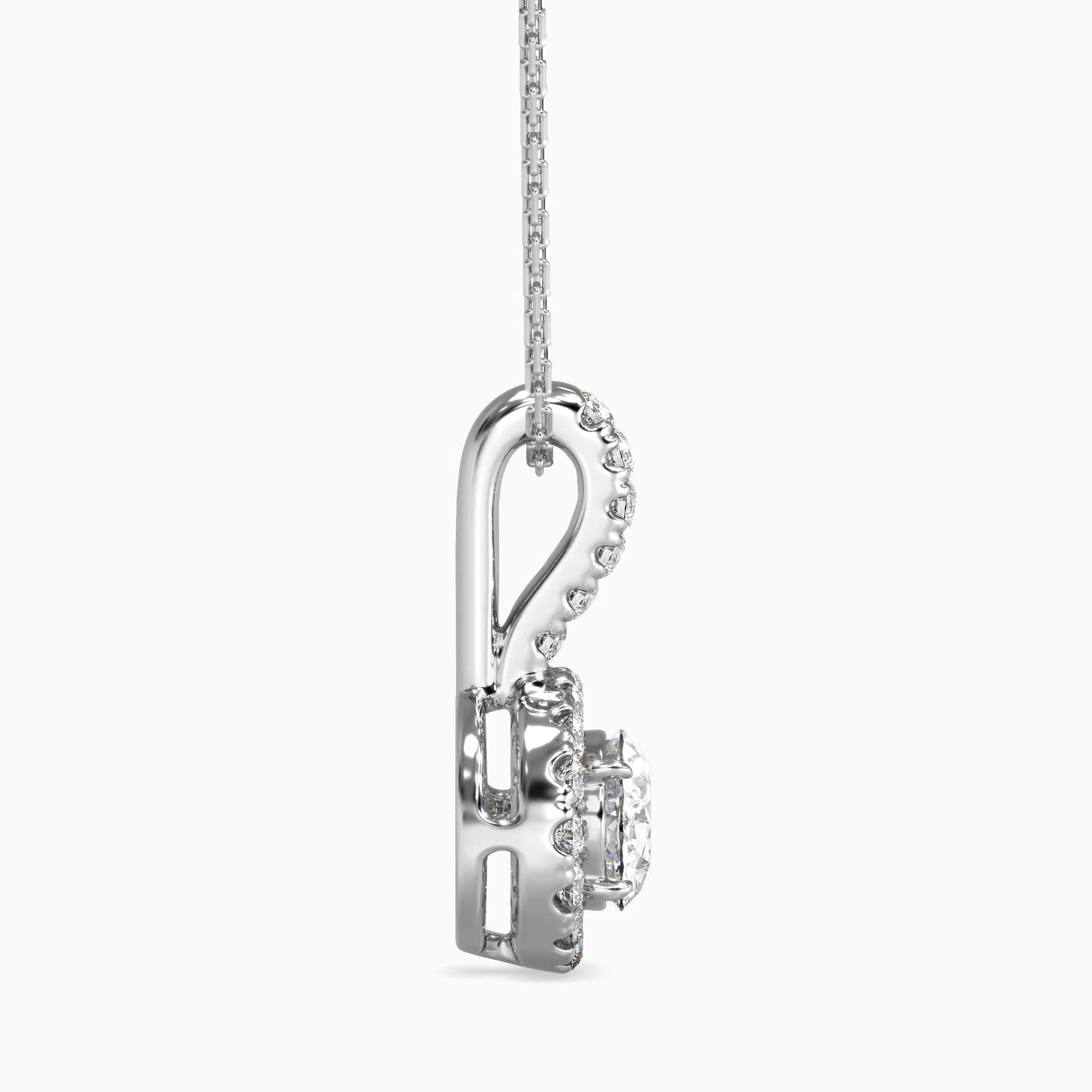 Oval-Shaped Lab-Grown Diamond Halo Pendant in White Gold