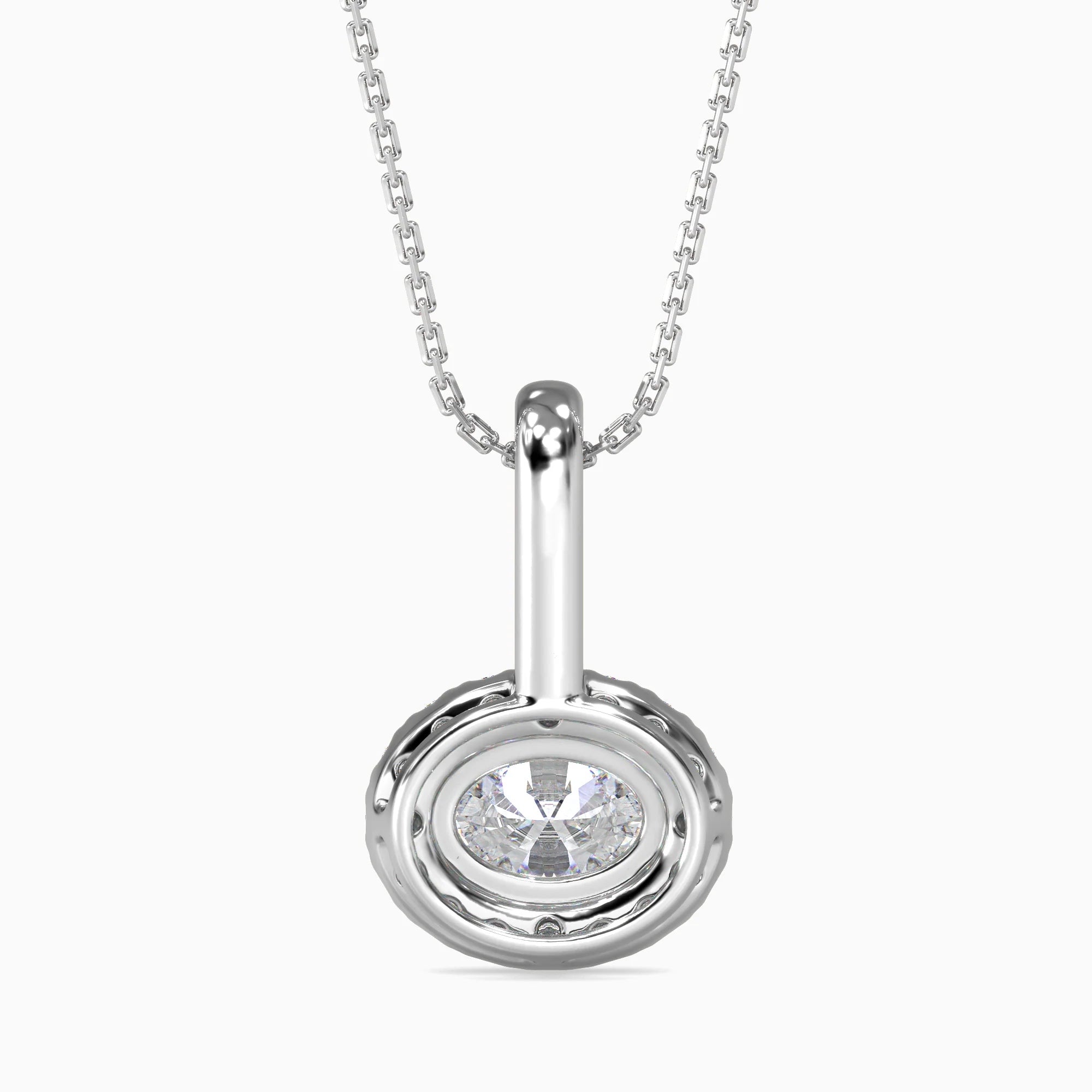 Oval-Shaped Lab-Grown Diamond Halo Pendant in White Gold