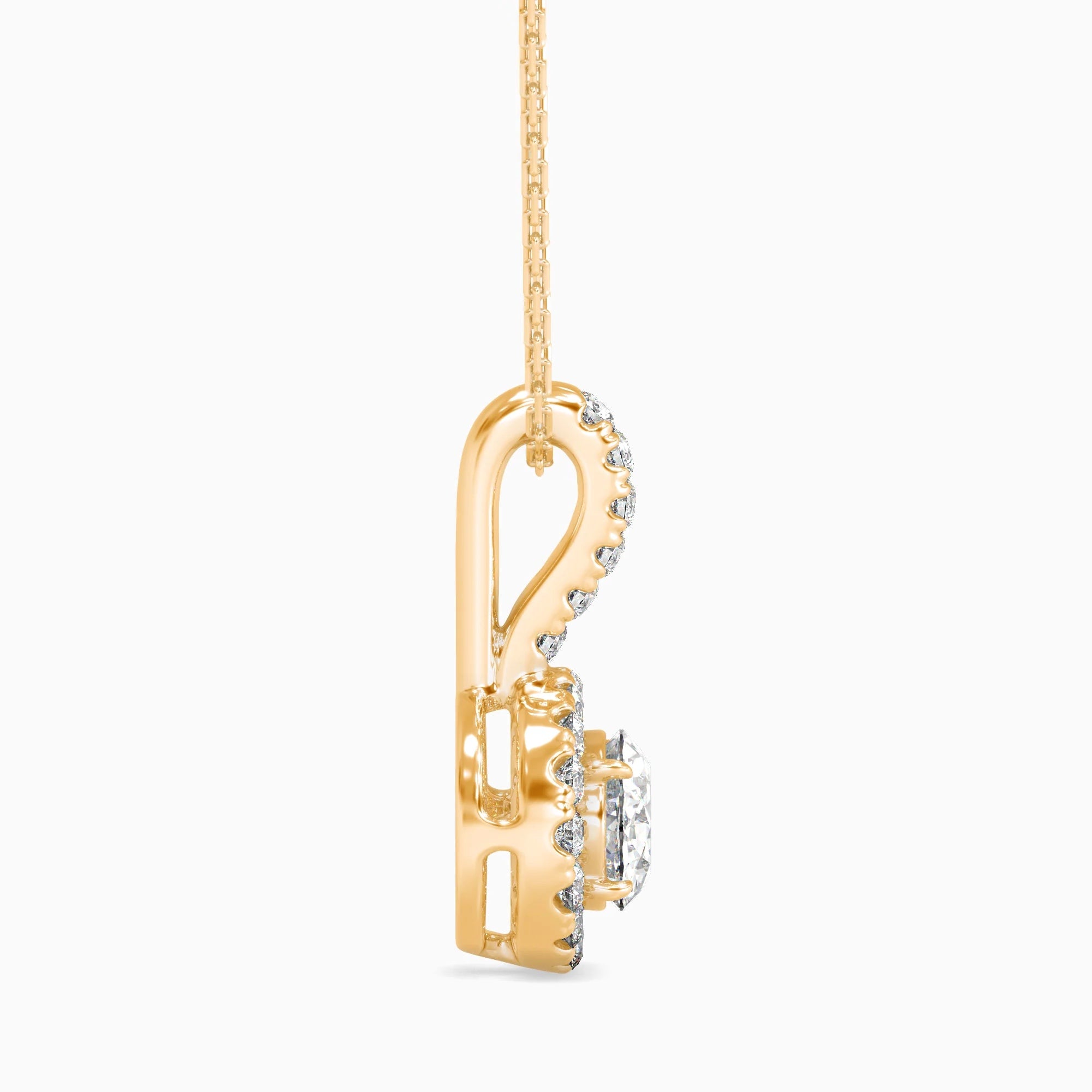 Oval-Shaped Lab-Grown Diamond Halo Pendant in Yellow Gold
