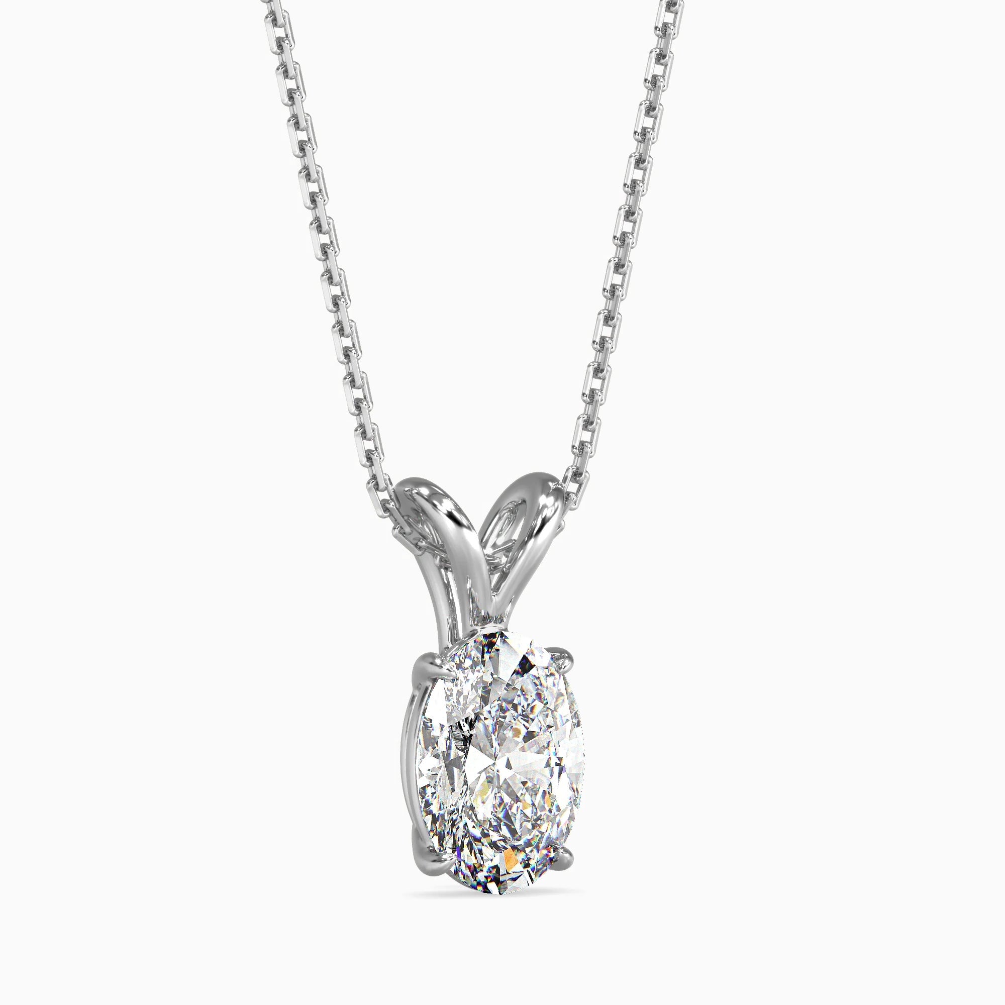 Oval-Shaped Lab-Grown Diamond Solitaire Pendant in White Gold