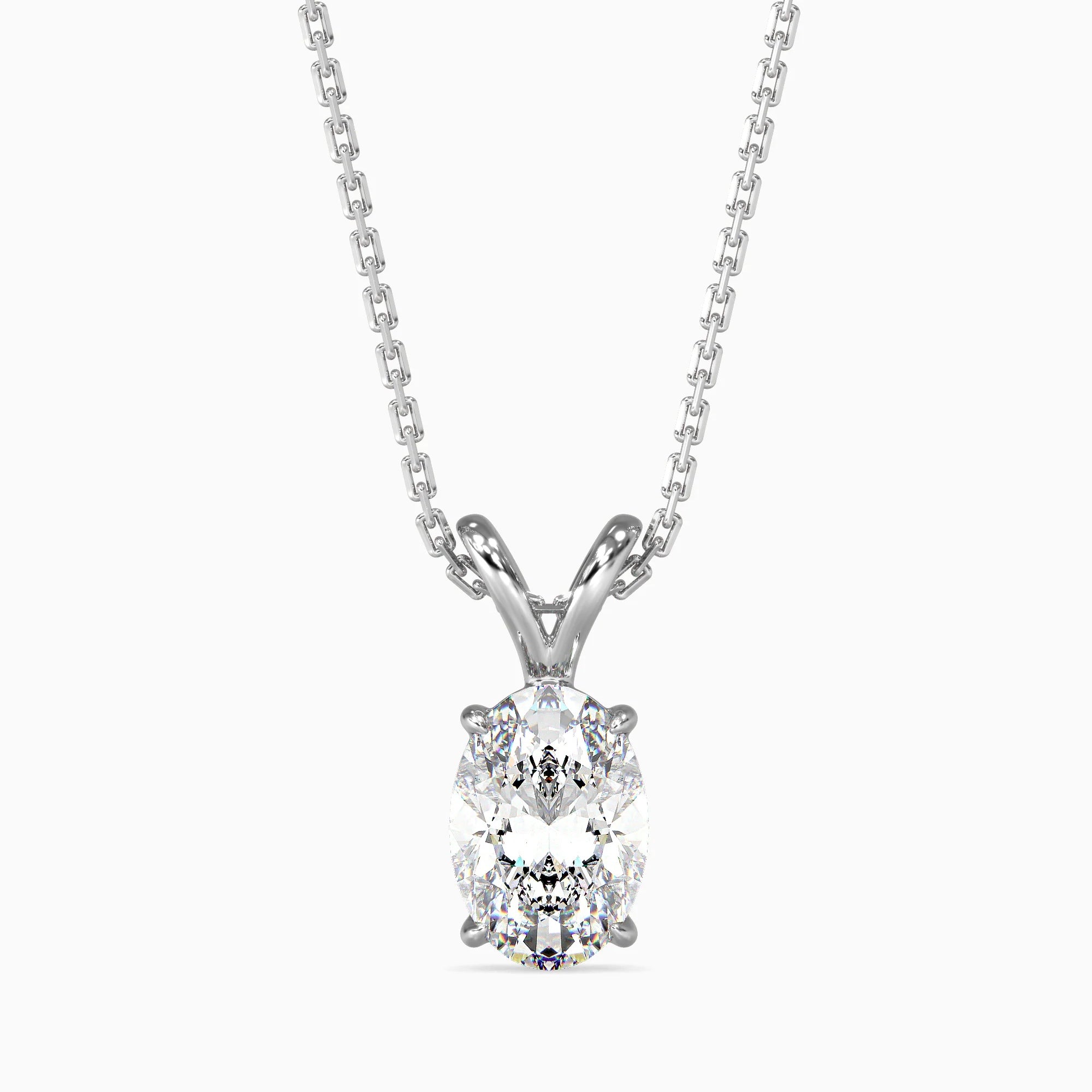 Oval-Shaped Lab-Grown Diamond Solitaire Pendant in White Gold