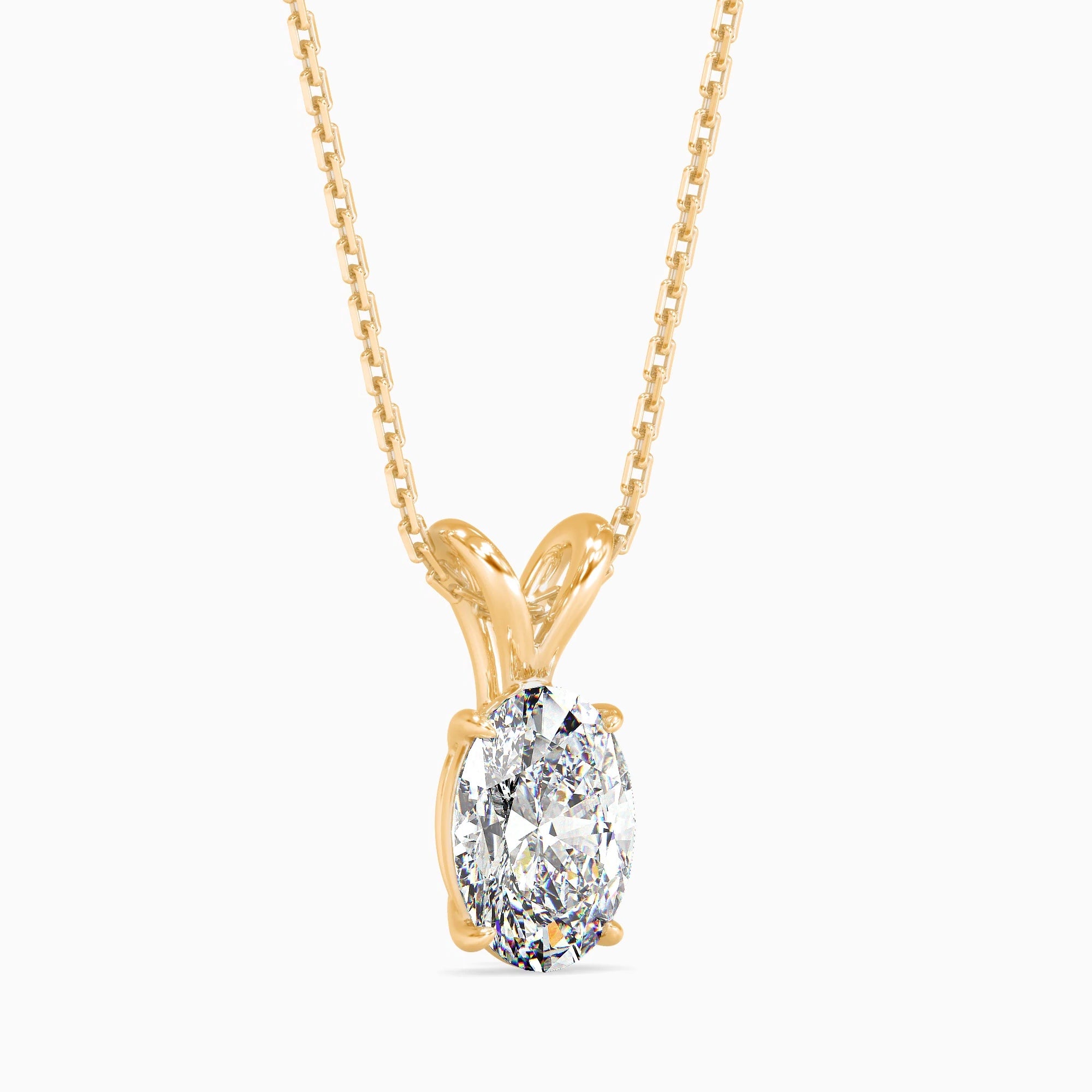 Oval-Shaped Lab-Grown Diamond Solitaire Pendant in Yellow Gold