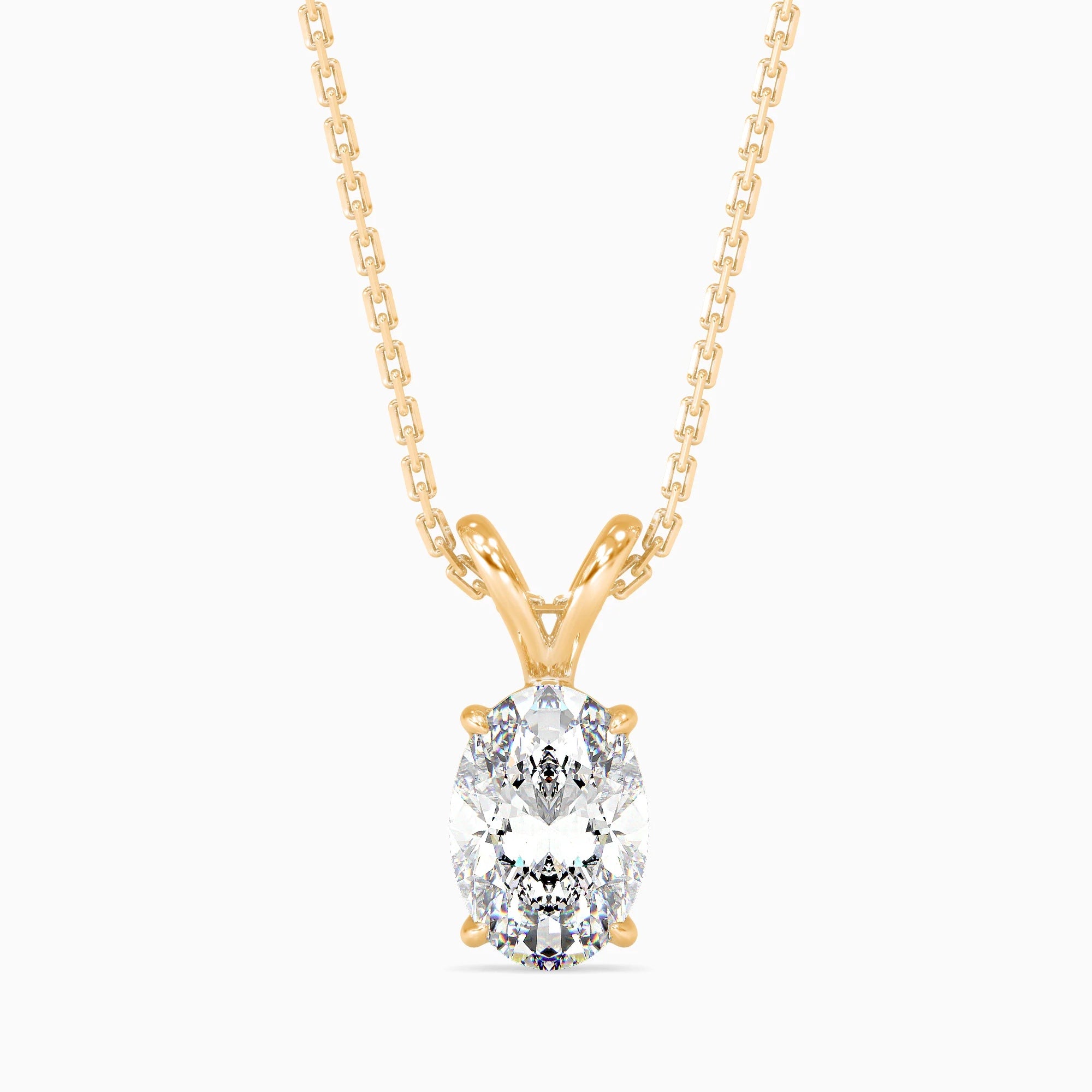 Oval-Shaped Lab-Grown Diamond Solitaire Pendant in Yellow Gold