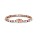 Oval and Emerald Cut Lab-Grown Diamond Tennis Bracelet in Rose Gold