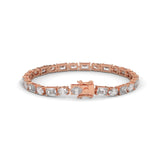 Oval and Emerald Cut Lab-Grown Diamond Tennis Bracelet in Rose Gold
