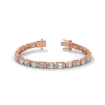 Oval and Emerald Cut Lab-Grown Diamond Tennis Bracelet in Rose Gold