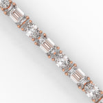 Oval and Emerald Cut Lab-Grown Diamond Tennis Bracelet in Rose Gold