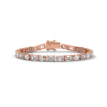 Oval and Emerald Cut Lab-Grown Diamond Tennis Bracelet in Rose Gold