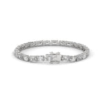 Oval and Emerald Cut Lab-Grown Diamond Tennis Bracelet in White Gold