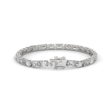 Oval and Emerald Cut Lab-Grown Diamond Tennis Bracelet in White Gold