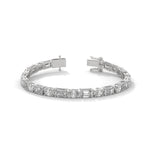 Oval and Emerald Cut Lab-Grown Diamond Tennis Bracelet in White Gold