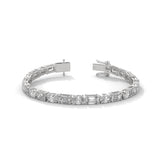 Oval and Emerald Cut Lab-Grown Diamond Tennis Bracelet in White Gold