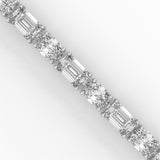 Oval and Emerald Cut Lab-Grown Diamond Tennis Bracelet in White Gold