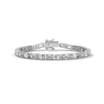 Oval and Emerald Cut Lab-Grown Diamond Tennis Bracelet in White Gold