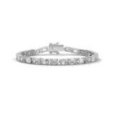 Oval and Emerald Cut Lab-Grown Diamond Tennis Bracelet in White Gold