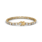 Oval and Emerald Cut Lab-Grown Diamond Tennis Bracelet in Yellow Gold
