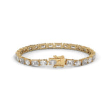 Oval and Emerald Cut Lab-Grown Diamond Tennis Bracelet in Yellow Gold