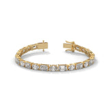 Oval and Emerald Cut Lab-Grown Diamond Tennis Bracelet in Yellow Gold