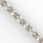 Oval and Emerald Cut Lab-Grown Diamond Tennis Bracelet in Yellow Gold