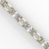 Oval and Emerald Cut Lab-Grown Diamond Tennis Bracelet in Yellow Gold