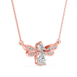 Oval and Round Brilliant Cut Lab-Grown Diamond Bee Pendant in Rose Gold
