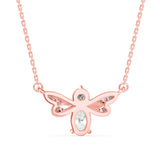 Oval and Round Brilliant Cut Lab-Grown Diamond Bee Pendant in Rose Gold