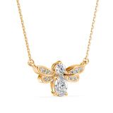 Oval and Round Brilliant Cut Lab-Grown Diamond Bee Pendant in Yellow Gold