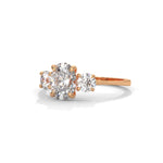 Oval and Round Brilliant Cut Lab-Grown Diamond Three-Stone Engagement Ring in Rose Gold