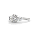 Oval and Round Brilliant Cut Lab-Grown Diamond Three-Stone Engagement Ring in White Gold
