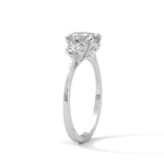Oval and Round Brilliant Cut Lab-Grown Diamond Three-Stone Engagement Ring in White Gold
