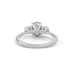 Oval and Round Brilliant Cut Lab-Grown Diamond Three-Stone Engagement Ring in White Gold