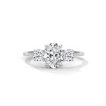 Oval and Round Brilliant Cut Lab-Grown Diamond Three-Stone Engagement Ring in White Gold