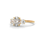 Oval and Round Brilliant Cut Lab-Grown Diamond Three-Stone Engagement Ring in Yellow Gold