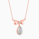 Pear-Shaped Lab-Grown Diamond Bow Pendant in Rose Gold