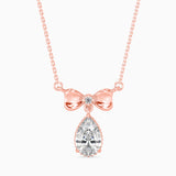 Pear-Shaped Lab-Grown Diamond Bow Pendant in Rose Gold