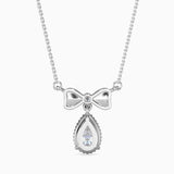Pear-Shaped Lab-Grown Diamond Bow Pendant in White Gold