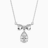 Pear-Shaped Lab-Grown Diamond Bow Pendant in White Gold