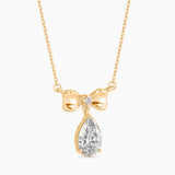 Pear-Shaped Lab-Grown Diamond Bow Pendant in Yellow Gold