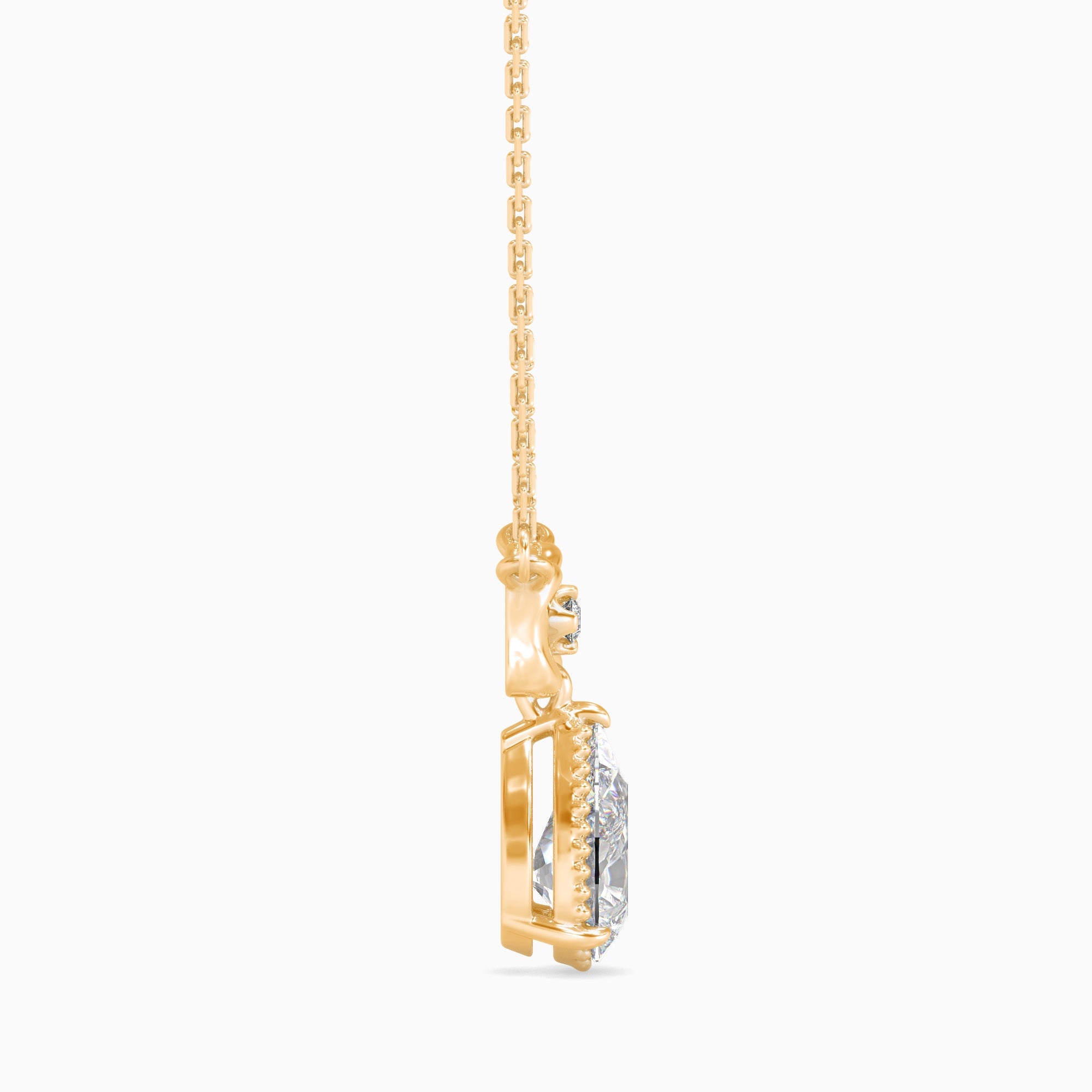 Pear-Shaped Lab-Grown Diamond Bow Pendant in Yellow Gold