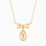 Pear-Shaped Lab-Grown Diamond Bow Pendant in Yellow Gold