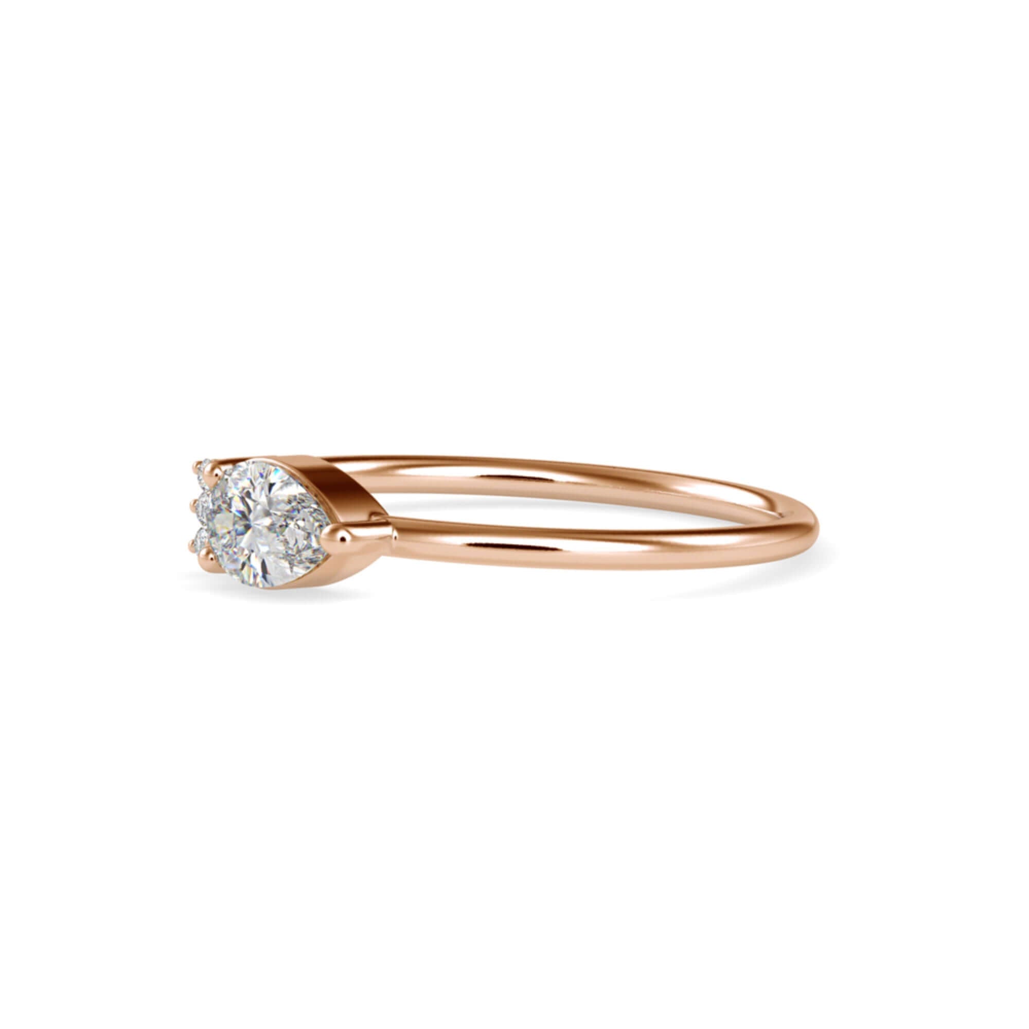 Pear-Shaped Lab-Grown Diamond Cluster Stackable Ring in Rose Gold